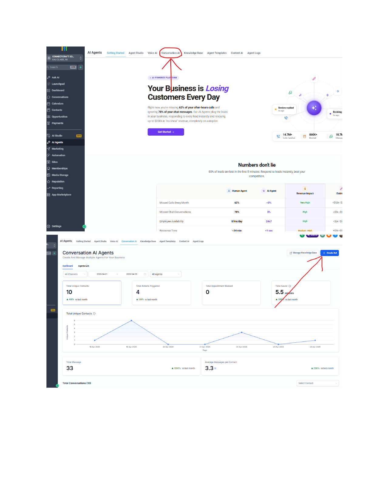 Conversation AI dashboard