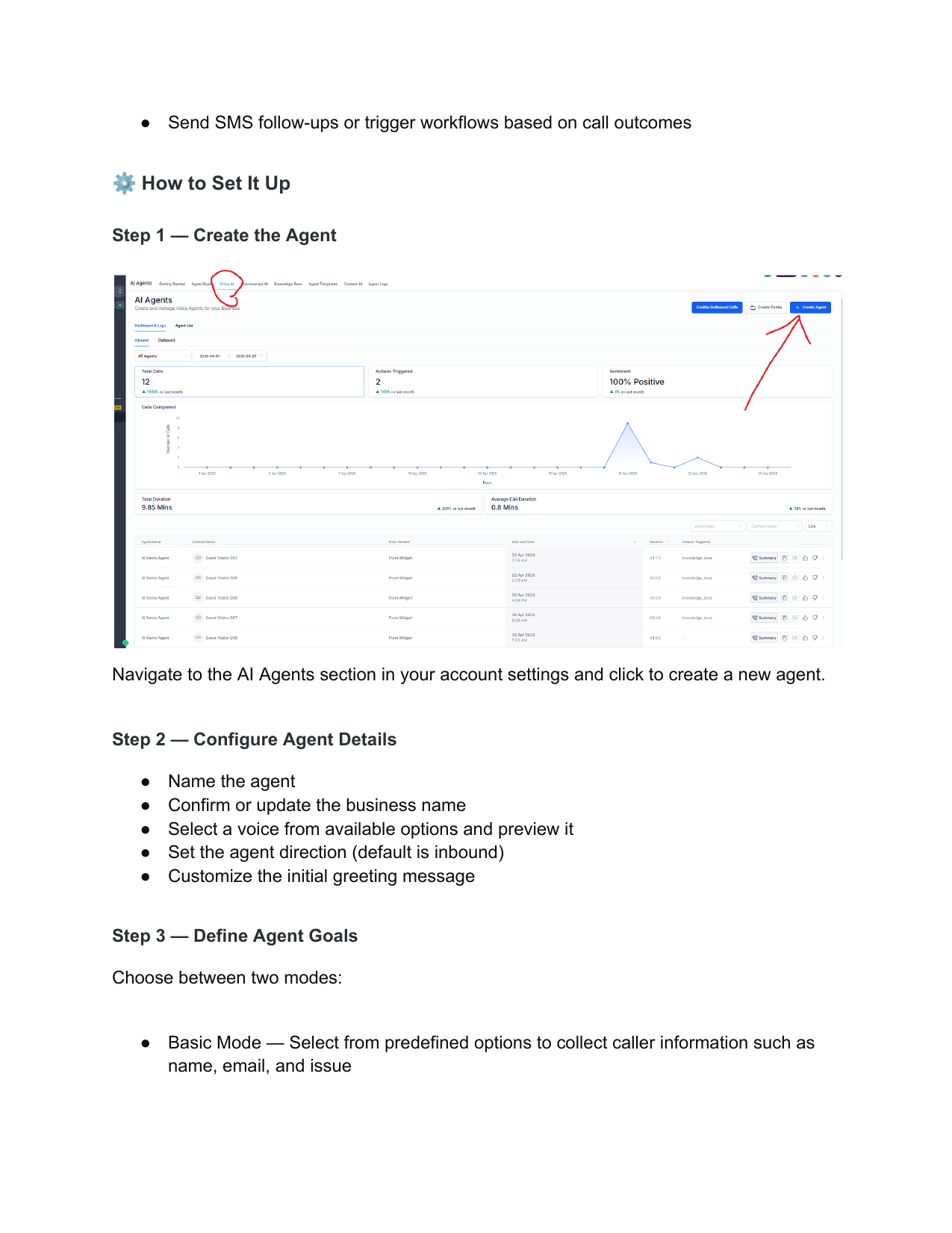 Voice AI dashboard